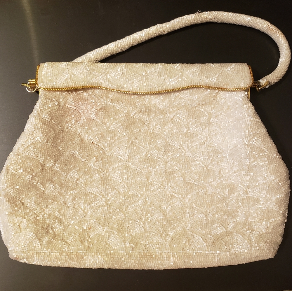 Vintage Beaded Evening Purse w/Gold